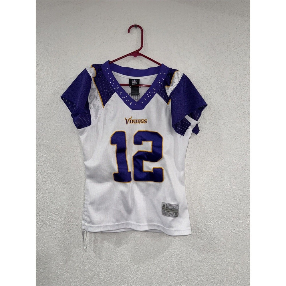 Bling Vneck Fancy Sleeve Reebok Minnesota Viking Adrian Peterson jersey Ladies S